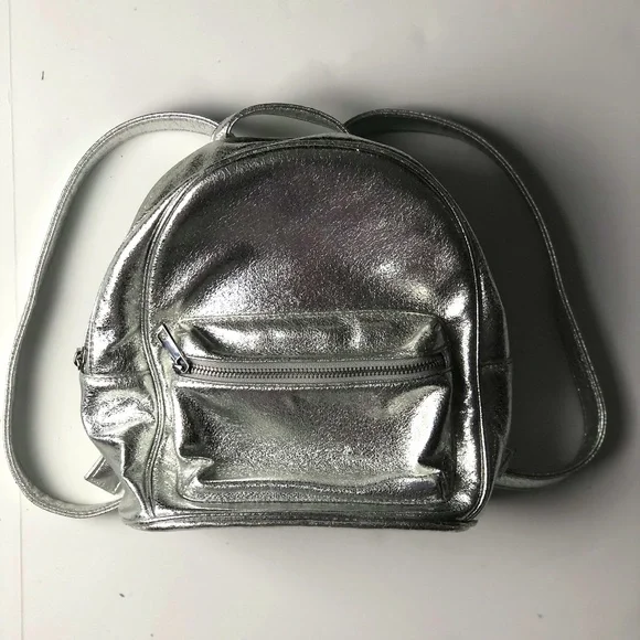 Forever 21 Shiny Silver Backpack New with tag silver shiny retro backpack | Mercari main image 3